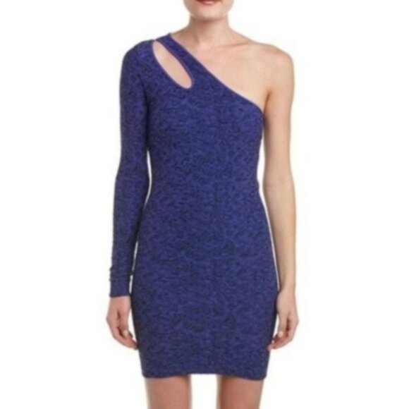 BCBG Generation Bodycon One Shoulder Stretch Dress Size XS Small Purple Blue - Picture 2 of 9